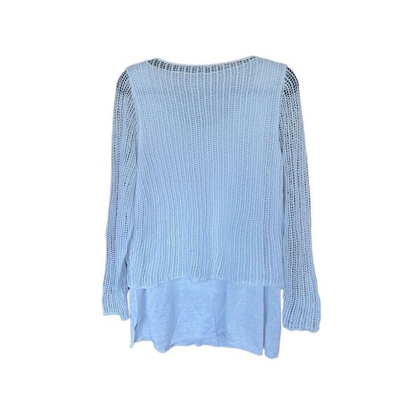 Eileen Fisher Womens Blue Long Sleeve Open Knit Pullover Sweater Size Medium - Picture 7 of 12